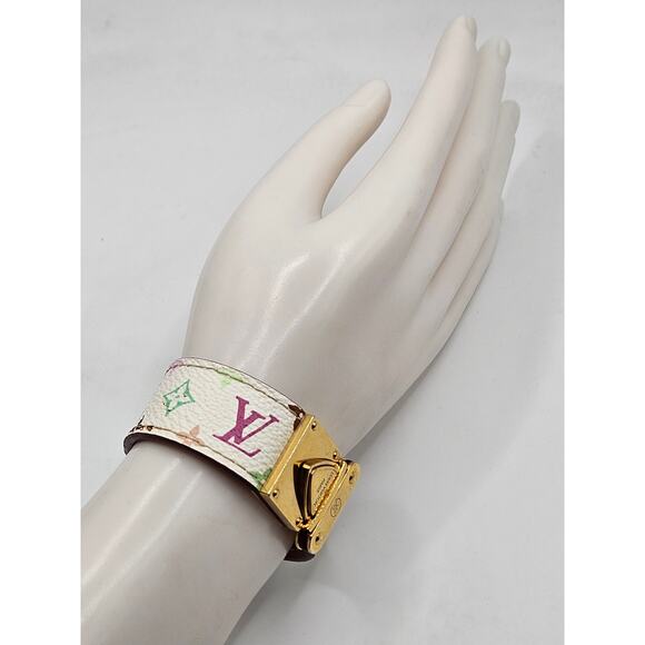 Louis Vuitton Gold-tone Multicolor Leather Koala Lock Bracelet - Picture 11 of 15